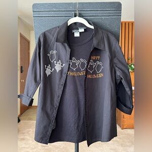 Lucky Brand Black Halloween Button Down Shirt